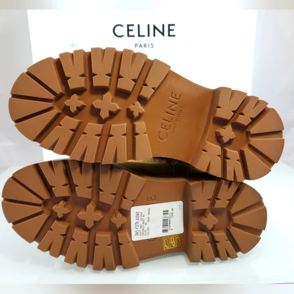 NWT$1,500 CELINE Bulky Brown Suede Triomphe Logo Fur Lined Ankle Boots Sz 36 (6) - Picture 14 of 15